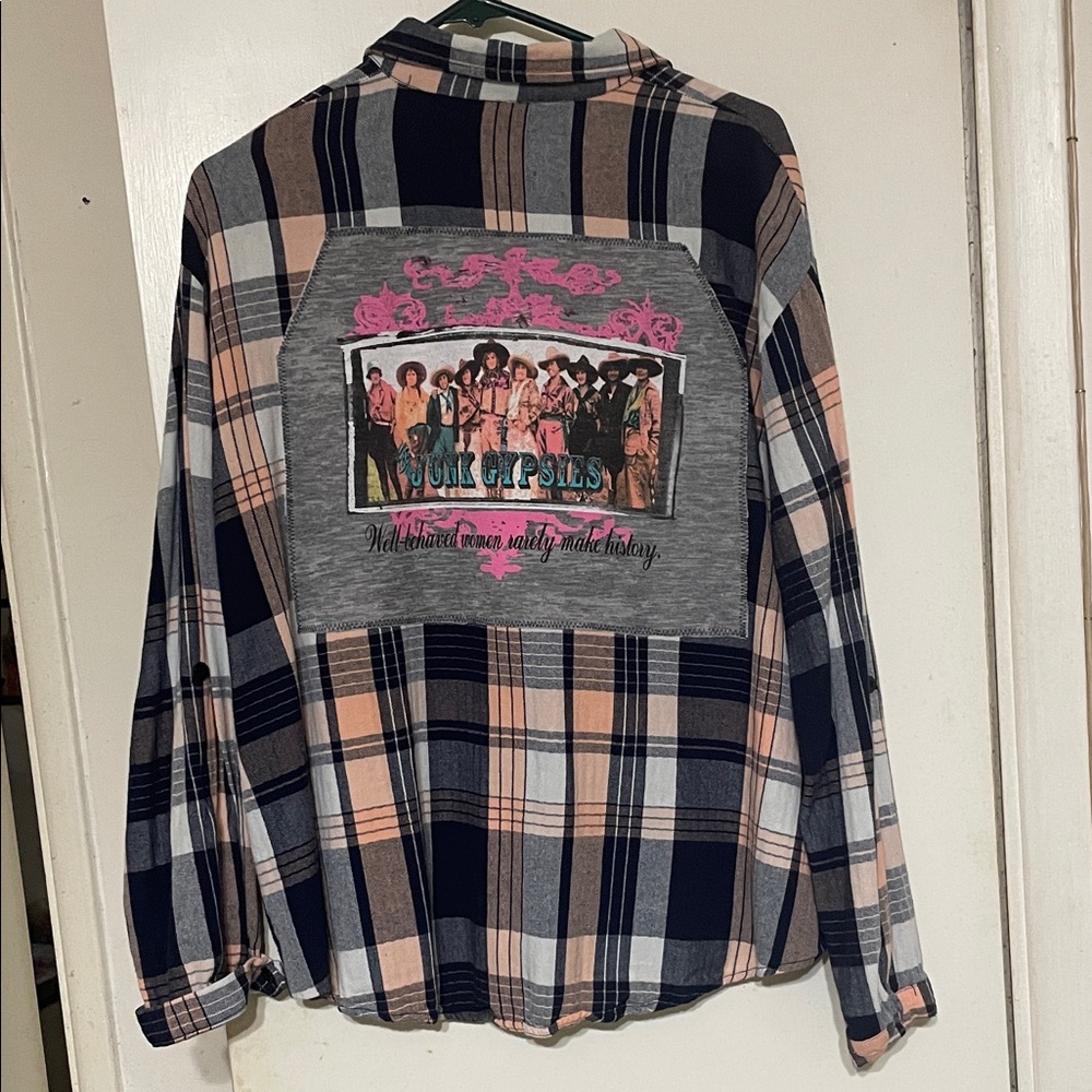 Plaid Women's Top with Graphic Back